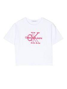 Calvin Klein Kids t-shirt en coton à logo brodé - Blanc