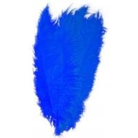 Carnaval verkleed veer/struisvogelveren - blauw - 50 cm - Carnaval - Sierveren/charleston veren