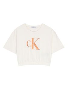 Calvin Klein Kids t-shirt crop à logo pailleté - Tons neutres