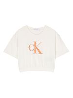 Calvin Klein Kids t-shirt crop à logo pailleté - Tons neutres