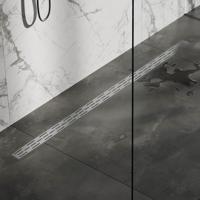 Brauer Douchegoot - 160x7x6.7cm - ondiepe vloerflens - zijuitloop - RVS DR-SRF160NG