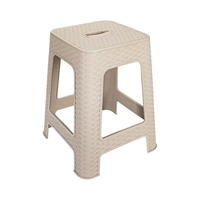 Zitkrukje - beige - kunststof - 37x37x45 cm - Rotan Line - opstapkrukje/stapelbaar