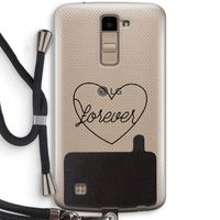 Forever heart black: LG K10 (2016) Transparant Hoesje met koord