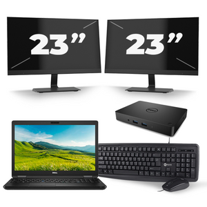 Dell Latitude 5580 - Intel Core i5-7e Generatie - 15 inch - 8GB RAM - 256GB SSD - Windows 11 + 2x 23 inch Monitor