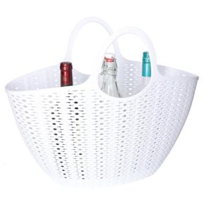 Flexibele wasmand/tas - wit - 22 liter - kunststof - 50 x 20 x 40 cm - opbergen