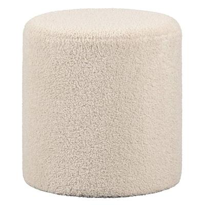 Leen Bakker - Hocker Wenen - Zand - 40xØ37 Cm - Teddy - Crème