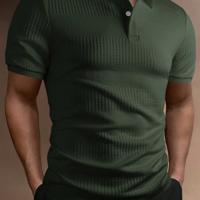 Bon&Bon Homme Poloshirt voor Heren - Kaki Effen - Korte Mouwen Leger groen / XL