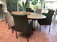 Set van 6 leren eetkamerstoelen - met wieltjes en hoge rug - verschillende kleuren leer - Echt leer, Modern, ontdek de vele Leersoorten en Kleuren bij ShopX