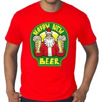 Grote maten nieuwjaar shirt happy new beer / bier rood heren - thumbnail