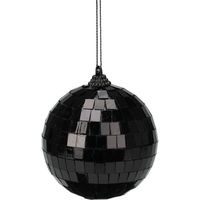 Christmas Decoration disco kerstbal - 1x st - zwart - 8 cm - kunststof - Kerstbal