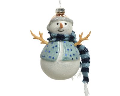 Sneeuwpop glas l9b7.50h12.50cm wit - Decoris