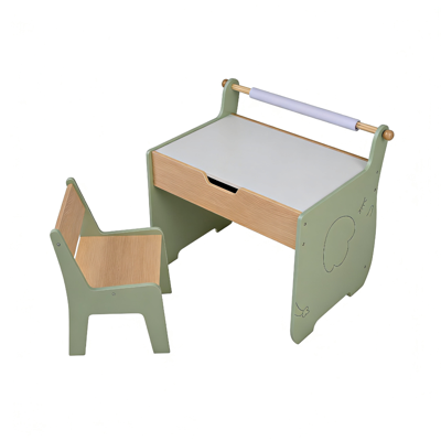 Kinderbureau En Stoelenset Kinderzitmeubelset Voor Binnen Met Een Omkeerbaar Tafelblad