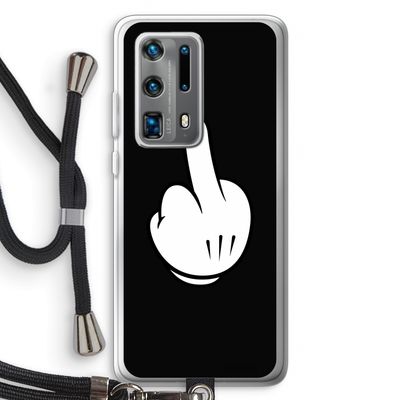 Middle finger black: Huawei P40 Pro Plus Transparant Hoesje met koord