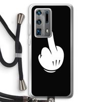 Middle finger black: Huawei P40 Pro Plus Transparant Hoesje met koord