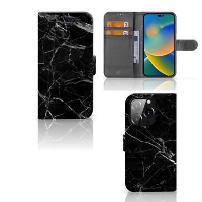 iPhone 14 Pro | Bookcase | Marmer Zwart - Origineel Cadeau Vader