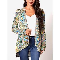 Dames Vest jas Open voorzijde breien Asymetrische zoom Lente Herfst Dagelijks Etnische stijl Lange mouw Grafisch Groen Lightinthebox