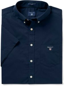 GANT Heren Overhemd Navy Poplin Korte Mouwen Button Down Regular Fit
