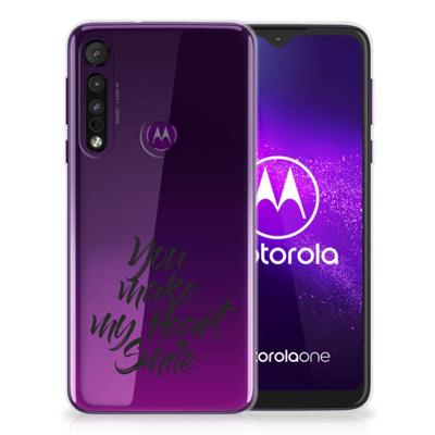 Motorola One Macro | Siliconen hoesje | met naam Heart Smile Motorola One Macro | Siliconen hoesje | met naam Heart Smile