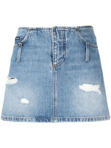 Dolce & Gabbana distressed-effect denim miniskirt - Bleu