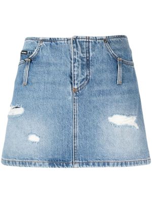 Dolce & Gabbana minijupe en jean à effet usé - Bleu