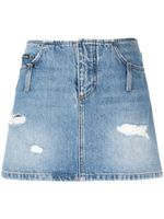 Dolce & Gabbana minijupe en jean à effet usé - Bleu