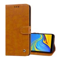 Business stijl olie Wax textuur horizontale Flip lederen case voor Galaxy J6 PLUS, met houder & kaartsleuven & portemonnee (bruin)