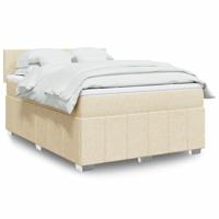 Boxspring met matras stof crèmekleurig 140x200 cm