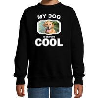 Golden retriever honden trui / sweater my dog is serious cool zwart voor kinderen - thumbnail