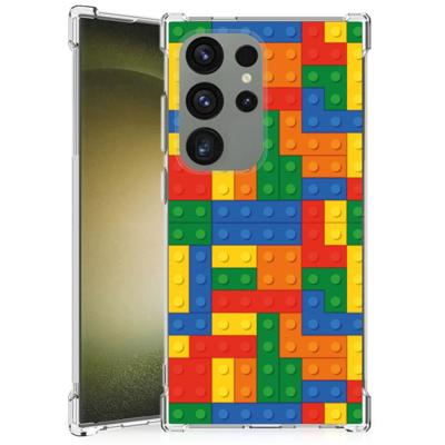 Samsung Galaxy S24 Ultra Doorzichtige Silicone Hoesje Blokken Samsung Galaxy S24 Ultra Doorzichtige Silicone Hoesje Blokken