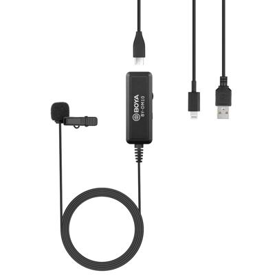 BOYA BY-DM10 USB/8 pin plug broadcast Lavaliermicrofoon met voorruit kabel lengte: 6m (zwart)
