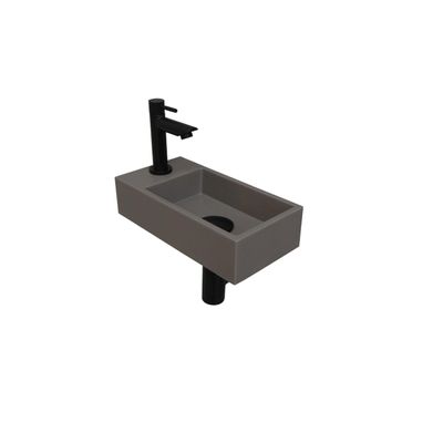 INK Versus Fonteinset - 36x18x9cm - wasbak rechts - 1 kraangat - Quartz beton/mat zwart 1805130