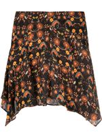 ISABEL MARANT floral-print asymmetric skirt - Noir