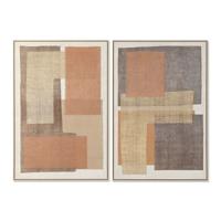 Schilderij Home ESPRIT Bruin Beige Oranje Natuurlijk Abstract Stads (2 Stuks)