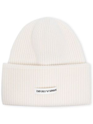 Emporio Armani bonnet en laine à patch logo - Tons neutres