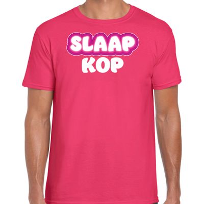 Verkleed T-shirt voor heren - slaapkop - roze - carnaval/foute party