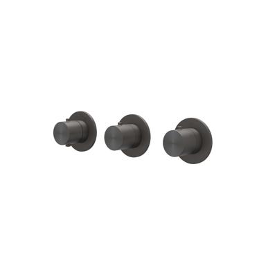 Afbouwdeel IVY Concord Inbouwthermostaat 2 Stopkranen Symmetry Met Ronde Rozetten RVS316 Geborsteld Carbon Black PVD IVY