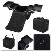 Beauty case make up visagie nagel koffer uitklapbaar zwart - thumbnail