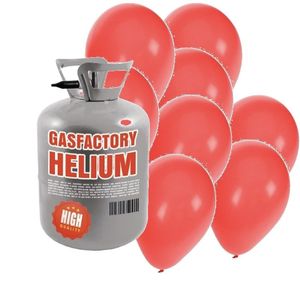 Helium tankje met 30 rode ballonnen   -