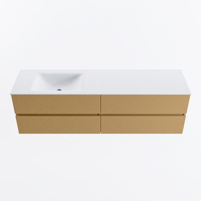 MONDIAZ VICA 170cm badmeubel onderkast Oro 4 lades. Wastafel CLOUD links 1 kraangat, kleur Talc.