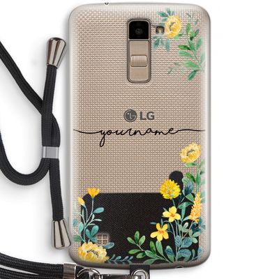 Gele bloemen: LG K10 (2016) Transparant Hoesje met koord