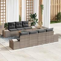 Tuinbankenset met opslag 8 pcs Grijs poly rattan
