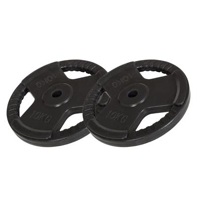 Halterschijven 2 x 10 kg Gripper Gietijzer Rubber Coating - 30/31 mm