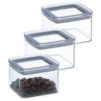 5Five Voorraadpot - 4x - keuken/voedsel - kunststof - 500 ml - luchtdichte deksel - transparant   - - thumbnail