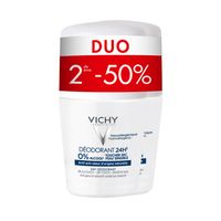 Vichy Deodorant Zonder Aluminiumzouten Roller 24u - Reactieve Huid | Duo 2x50ml