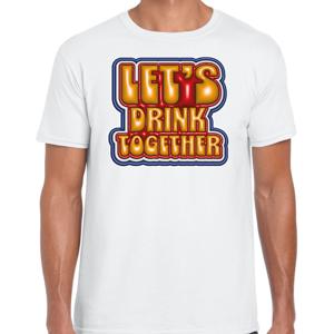 Koningsdag verkleed T-shirt voor heren - let's drink together - wit - feestkleding