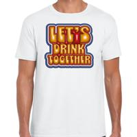 Koningsdag verkleed T-shirt voor heren - let's drink together - wit - feestkleding