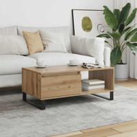 Salontafel 90x50x36,5 cm bewerkt hout artisanaal eikenkleurig