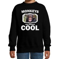 Dieren chimpansee sweater zwart kinderen - monkeys are cool trui jongens en meisjes - thumbnail