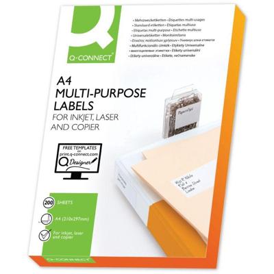 Q-CONNECT etiketten, wit, rechte hoeken, 105 x 148,5 mm, 200 vel, 4 etiketten per vel