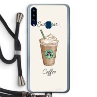 But first coffee: Samsung Galaxy A20s Transparant Hoesje met koord